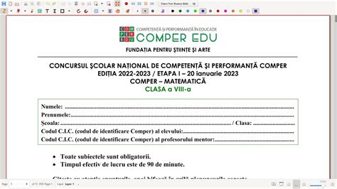 Concursul Comper Clasa A Viii A Etapa I Ianuarie Youtube