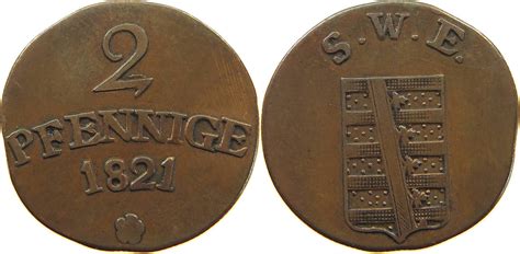 Sachsen Weimar Eisenach Pfennig Karl August Ss Ma