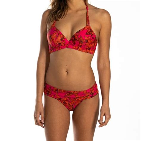 Beachlife Pink Lilies Triangel Bikini Oberteil Annadiva