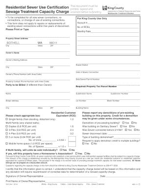 Fillable Online Residential Sewer Use Certification Fax Email Print