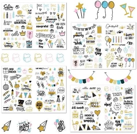 Sticker Geburtstag 225 Motive Geburtstag Sticker Set Sticker