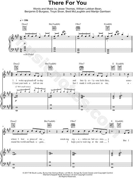 Martin Garrix And Troye Sivan There For You Sheet Music In F Minor Transposable Download