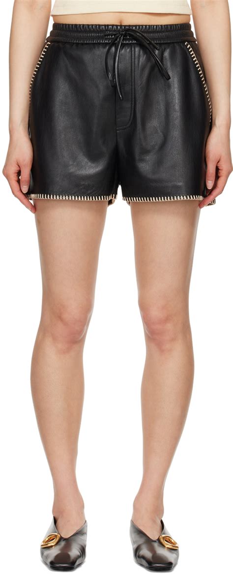 Nanushka Short Amil noir en cuir synthétique SSENSE France