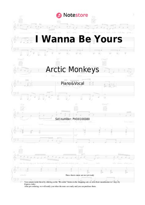 I Wanna Be Yours Piano Sheet Music And Voice Arctic Monkeys In Note