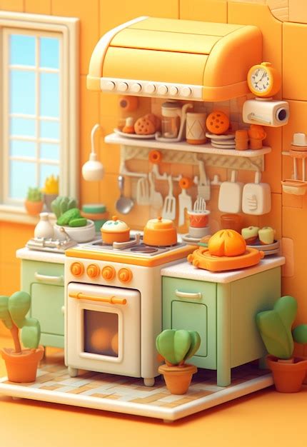 Premium Photo Image Of A Small Kitchen Low Poly