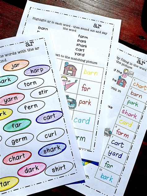 Seven Engaging Fun Worksheets To Practice The Ar Phonic Sound Word Ar