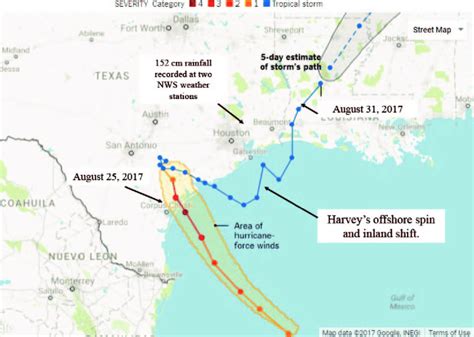 Hurricane Harvey S Path Along The Texas Gulf Coast Over A Period Of 56 Download Scientific