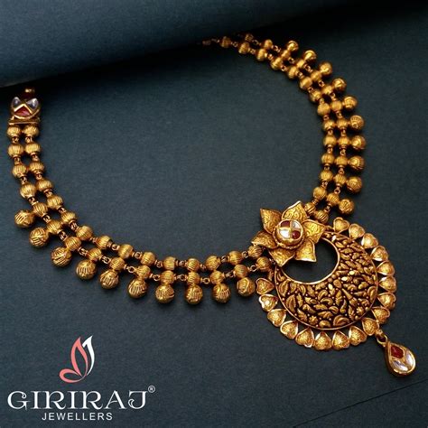 antique gold necklace giriraj jewellers antique necklaces