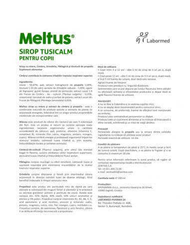 Meltus Sirop Tusicalm Copii Ml Labormed Pharma Trading