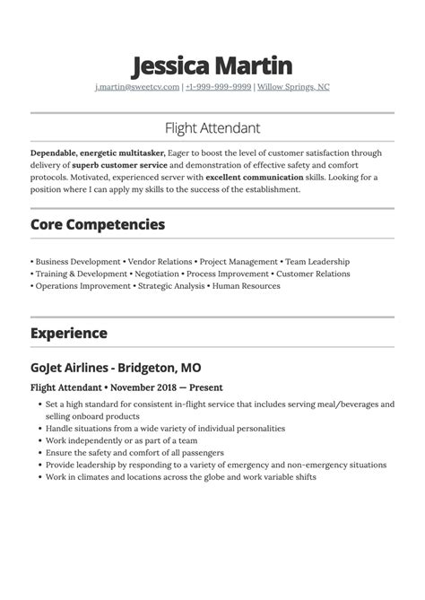 Flight Attendant Resume Sample Template