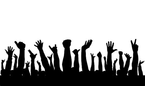 Crowd Silhouette Of Raised Hands Of People Vector Illustration Stock