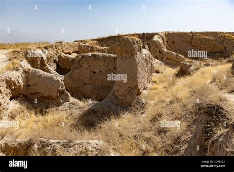 ancient town  panjakent archeological site  tajikistan stock photo