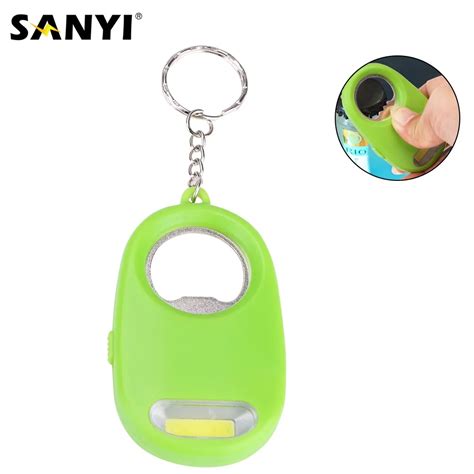 Sanyi Mini Cob Led Bottle Opener Keychain Light Keyring Torch