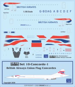 British Airways Union Flag Concorde Draw Decal