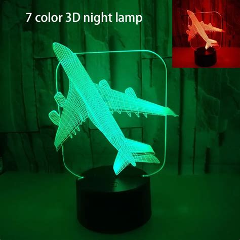 Aircraft Airplane Acrylic Led 3D Night Light Model Toys Lamp Plane ...