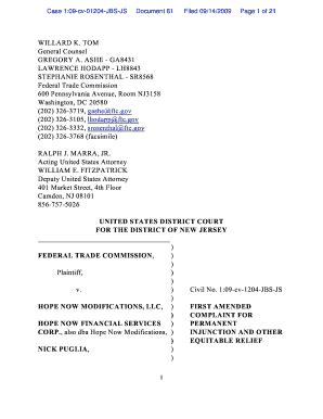 Fillable Online First Amended Complaint For Permanent Injunction And