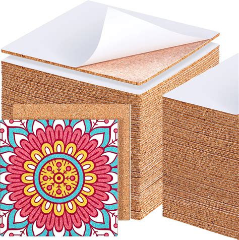 60 Pieces Self Adhesive Cork Squares 6 X 6 Cork Backing Sheets For Diy