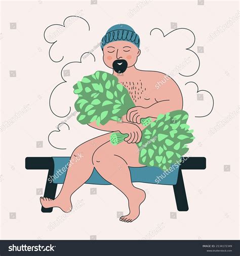 Man Steam Room Brooms Stock Vector (Royalty Free) 2134172349 | Shutterstock