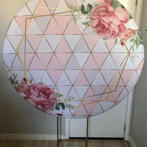 Locação aluguel painel redondo festa rose gold floral 2 RJ Elo7