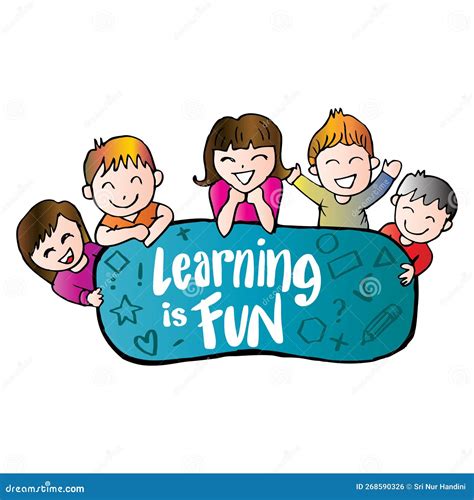 Learning is Fun with Happy Kids. Stock Illustration - Illustration of