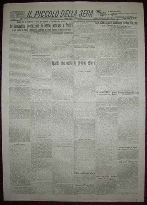 Il Piccolo Della Sera Jul. 1925 Newspaper Trieste Italy - Sigedon