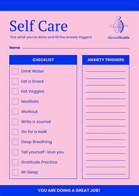 Duotone Mental Health Brain Self Care Checklist Trong 2024