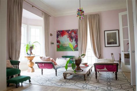 Living Room Painted In Benjamin Moore Paisley Pink Interiors By Color