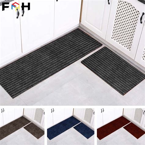 Fh Stripes Design Kitchen Mat 2 Piece Set Non Slip Rug Non Skid Backing