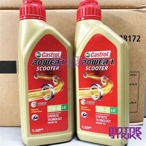 4T CASTROL POWER1 SCOOTER 10W 40 4 AT 100 ORIGINAL MINYAK HITAM NEW