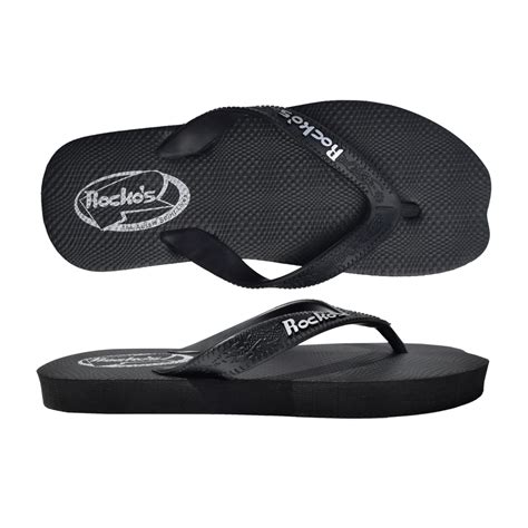 Rockos Double Pluggers Thongs Black