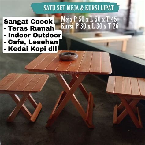 Jual Meja Kursi Lipat Kayu Satu Set Shopee Indonesia