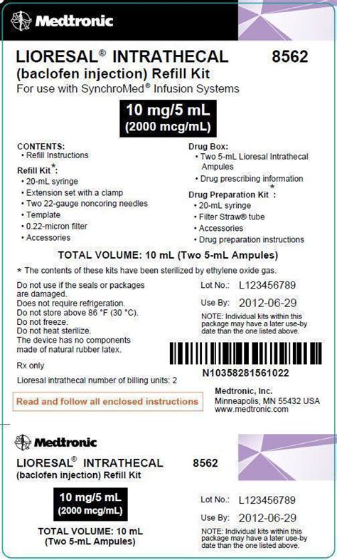 Lioresal Intrathecal Fda Prescribing Information Side Effects And Uses