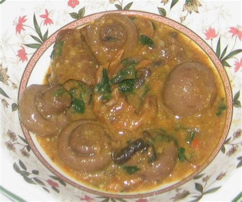 Mushroom Ogbono Soup With Pounded Yam