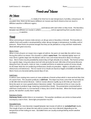 Fillable Online Earth Science B Earth S Atmosphere And Weather Unit