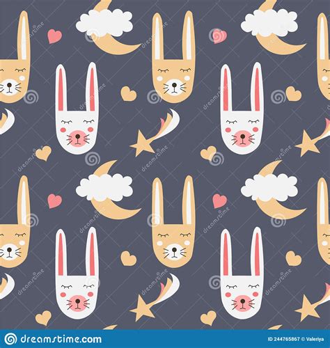 Ute Rabbits Seamless Pattern Stock Illustration Illustration Of