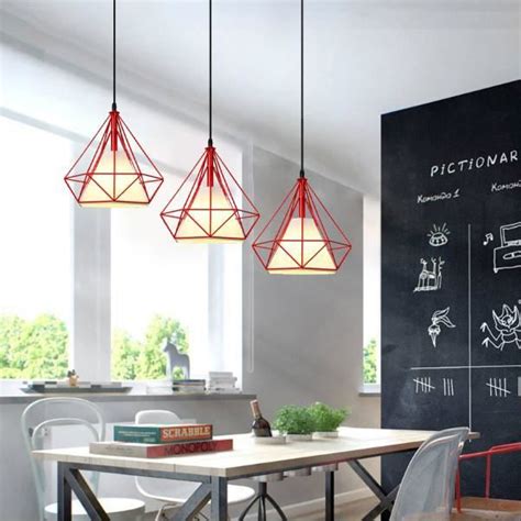 Tempas Luminaires Lustre En M Tal Rouge Cm Suspension Filaire