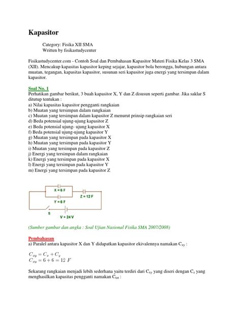 Detail Contoh Soal Rangkaian Kapasitor Dan Pembahasan Koleksi Nomer 38
