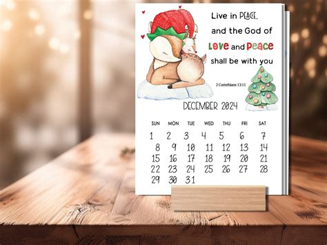 Love Bible Verse Calendar for Kids Printable Bible Verse Desk Calendar ...