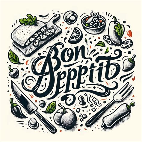 Premium Vector Free Vector Hand Drawn Bon Appetit Lettering