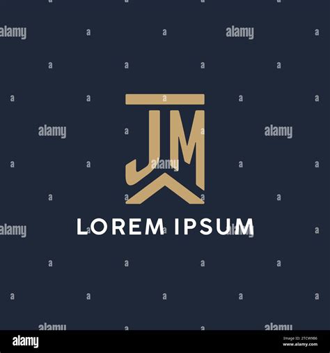 JM Initial Monogram Logo Design In A Rectangular Style With Curved Side