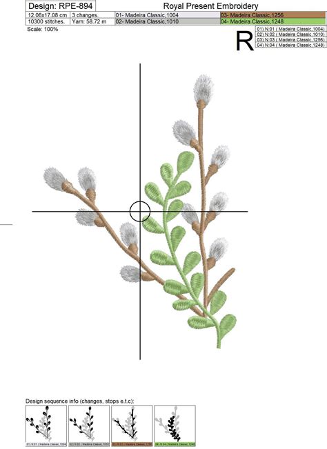Machine Embroidery Design Pussy Willow Royal Present Embroidery