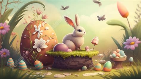 Easter Egg Bunny Cute Little Flower Powerpoint Background For Free Download - Slidesdocs