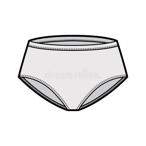 Classic Briefs Technical Fashion Illustration With Mid Waist Rise Bikini Full Hips Coverage