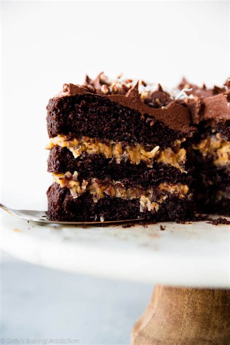 Moist And Decadent German Chocolate Cake With Coconut Pecan Filling And