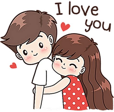 Download Adorable Cartoon Couple Hugging Love Declaration