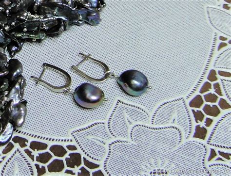 Серьги из черного барочного жемчуга – заказать на Ярмарке Мастеров ...