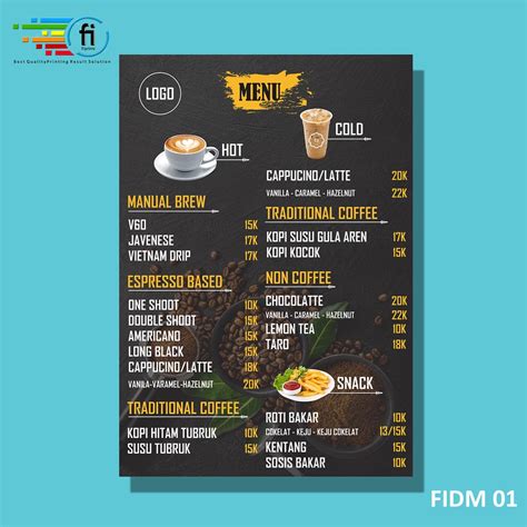 Jual Jasa Desain Daftar Menu Makanan Minuman Custom Edit Menu Cafe