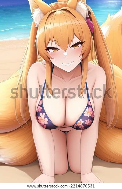 Anime Bikini Fox Girl En La Ilustraci N De Stock Shutterstock