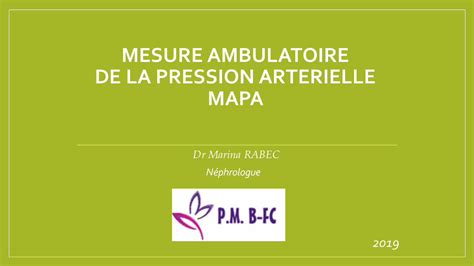 PDF MESURE AMBULATOIRE DE LA PRESSION ARTERIELLE Davout MAPA Dr