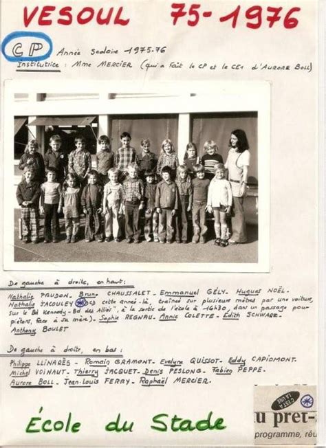 Photo De Classe CP De 1975 Ecole Groupe Scolaire Du Stade Vesoul